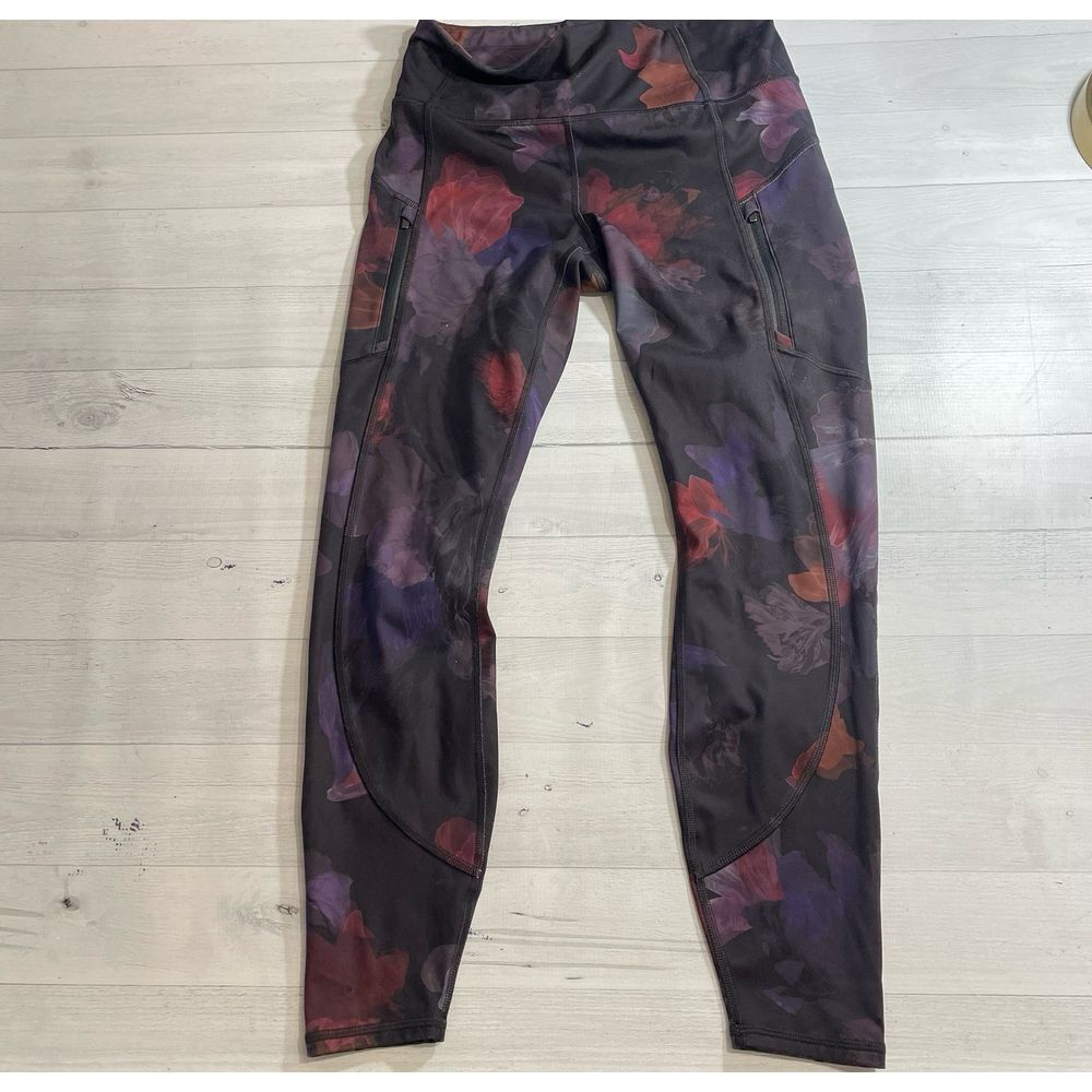 Athleta womens purple floral leggings medium